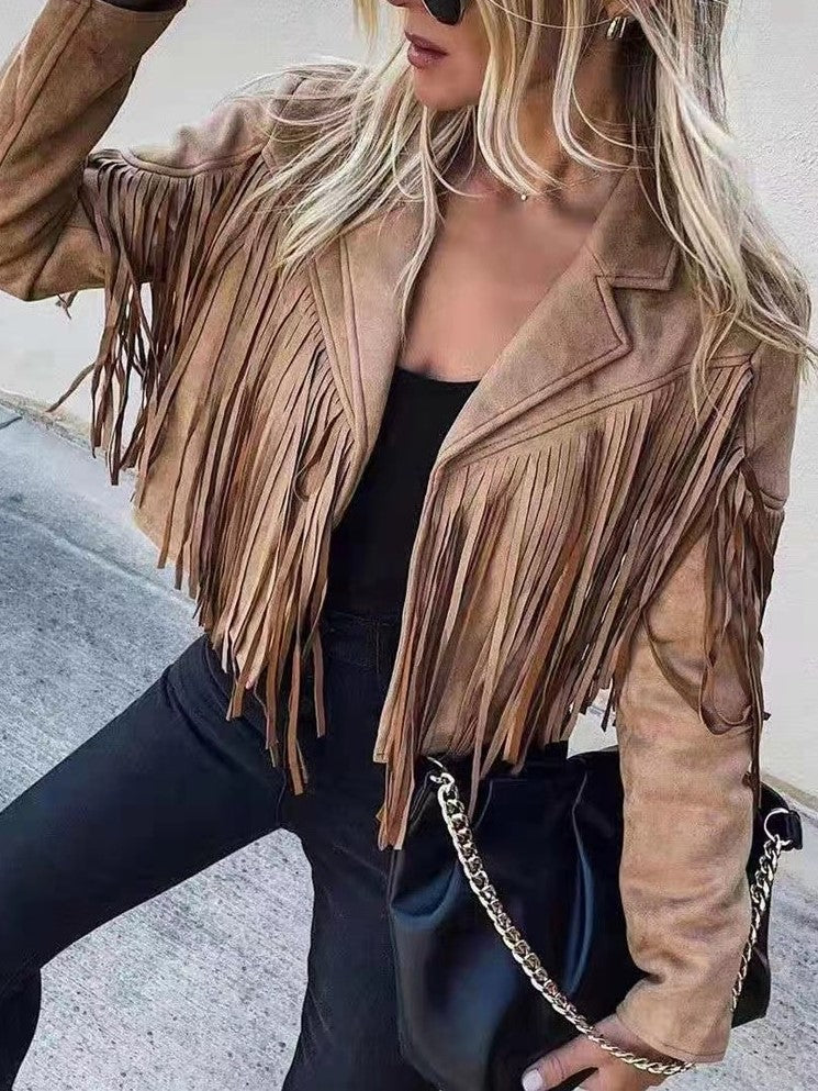 27 Faux Suede Fringe Jacket