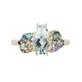 2.79ct Fancy Cut Aquamarine Cluster Ring 14K Gold R6653