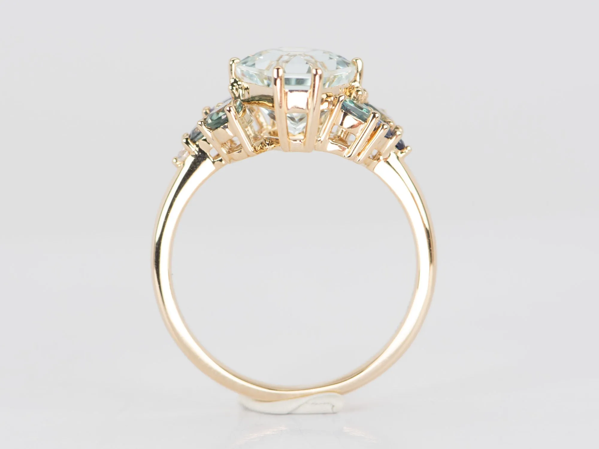 2.79ct Fancy Cut Aquamarine Cluster Ring 14K Gold R6653