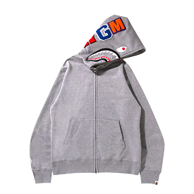 A BATHING APE SHARK FULL ZIP HOODIE - GRAY  (001ZPI301015M)