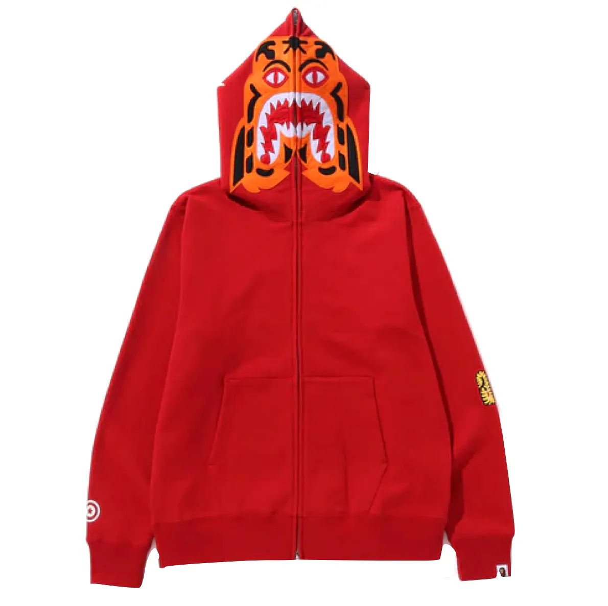 A BATHING APE TIGER FULL ZIP HOODIE - RED