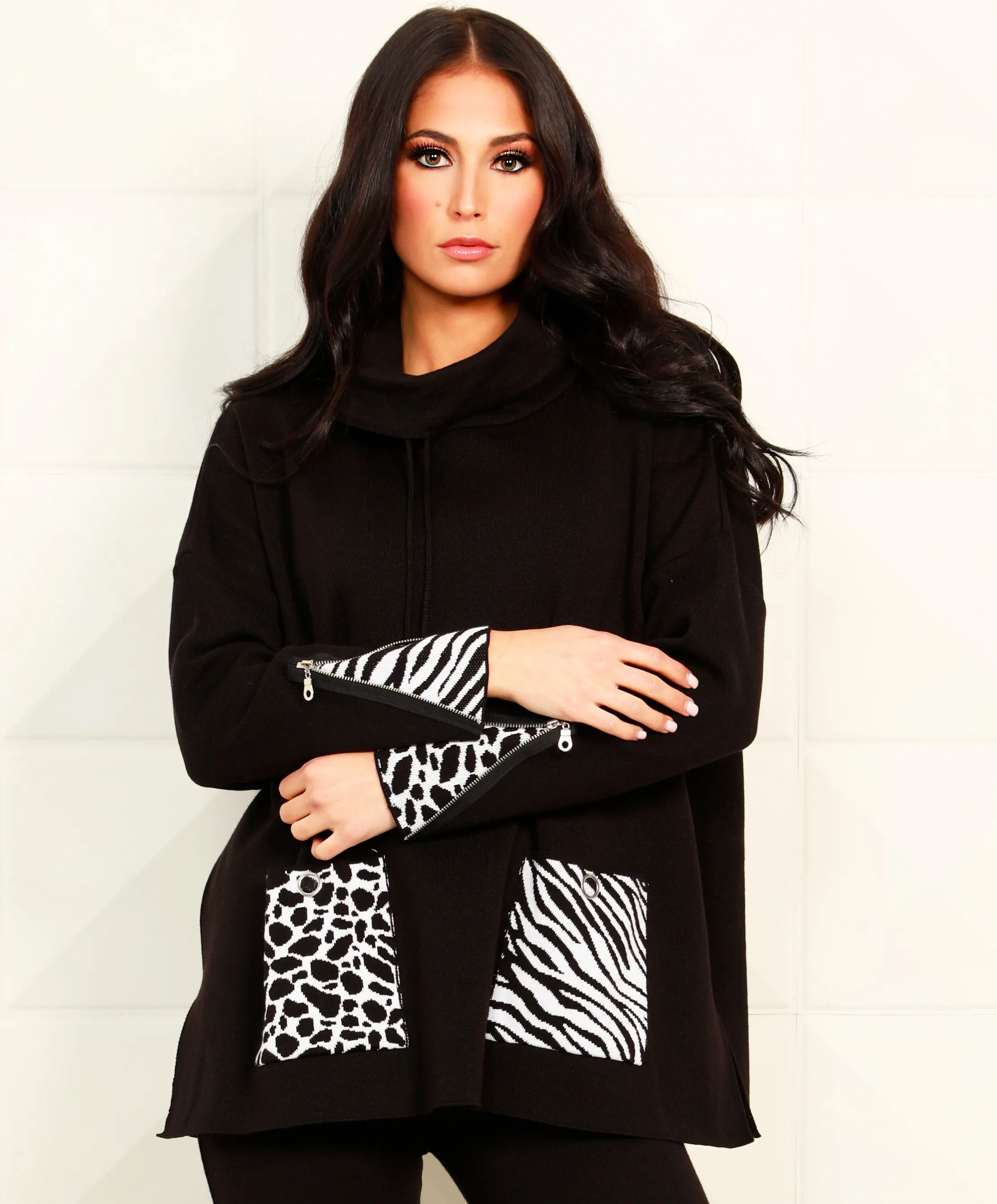 Animal Print Pocket Poncho