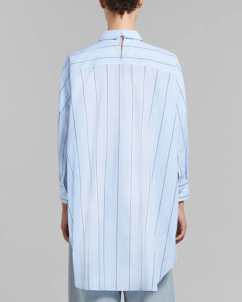 Aqua Marine Stripe Oversized Long Sleeve Shirt