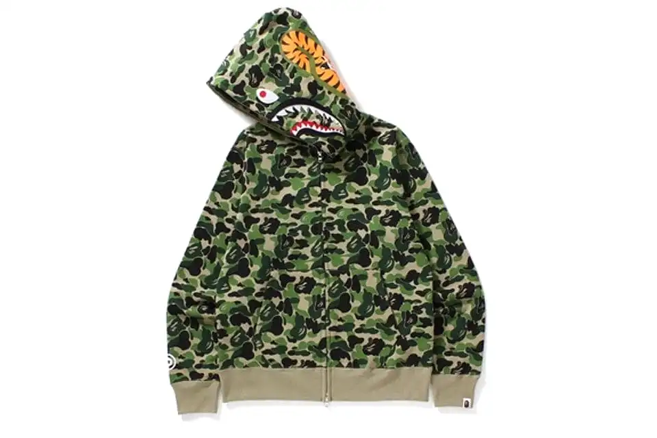 BAPE ABC CAMO SHARK FULL ZIP HOODIE GREEN