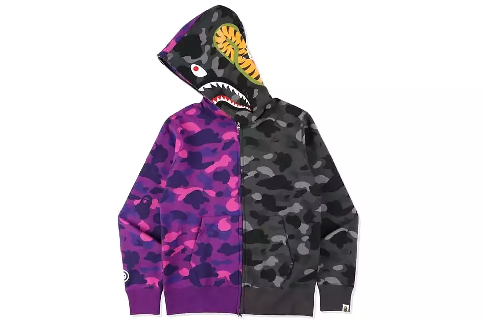 BAPE COLOUR CAMO TIGER SHARK HALF FULL ZIP HOODIE