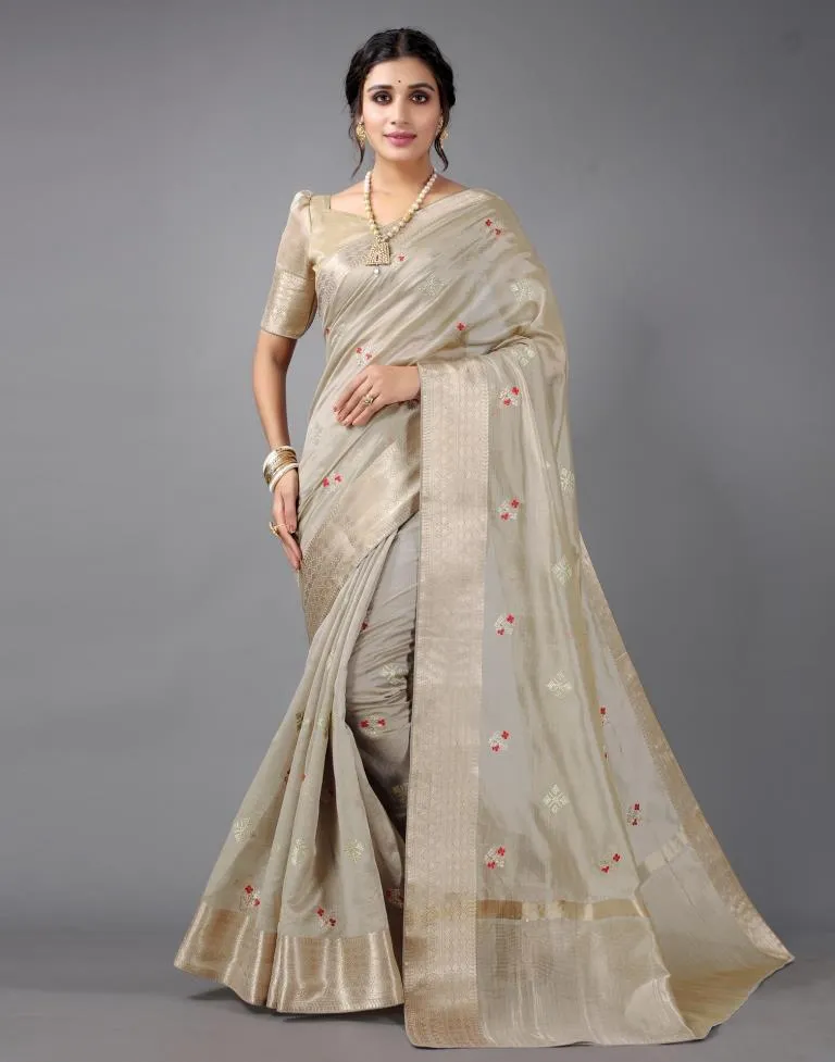 Beige Embroidery Saree