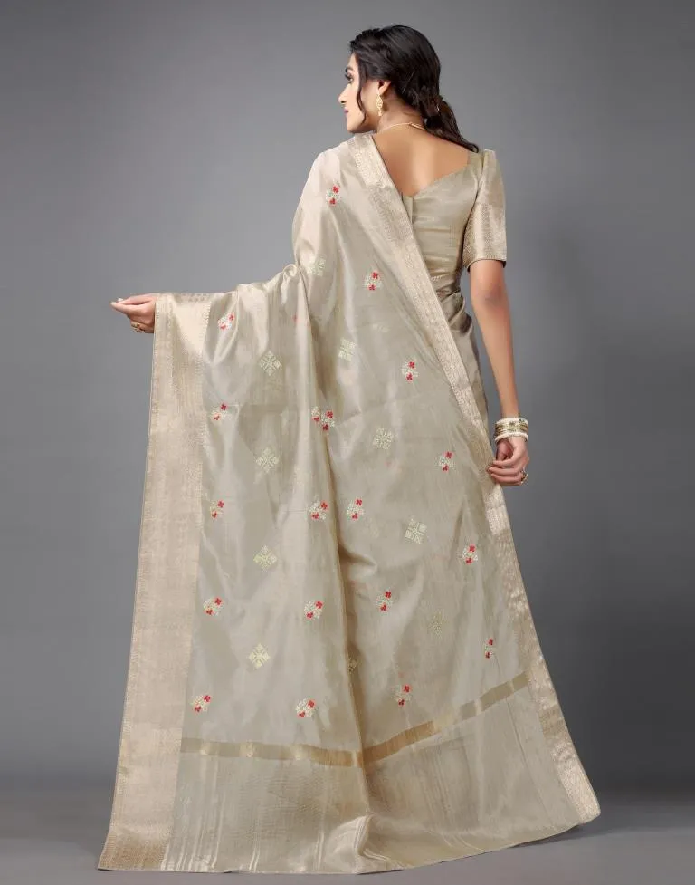 Beige Embroidery Saree