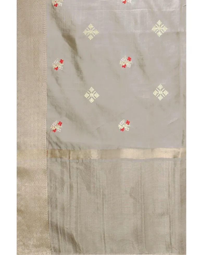 Beige Embroidery Saree