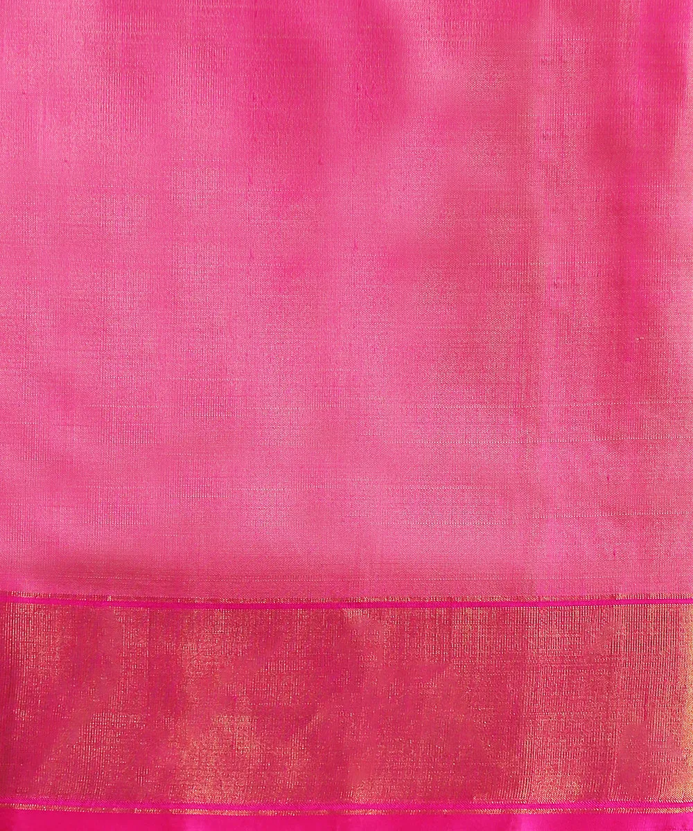 Beige Handloom Pure Mulberry Silk Patola Saree With Pink Border