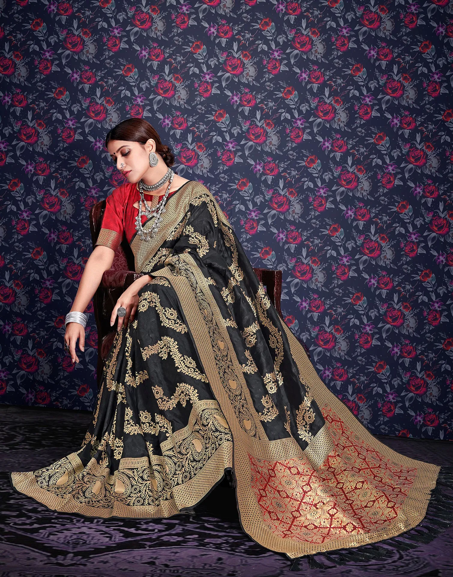 Black Banarasi Saree