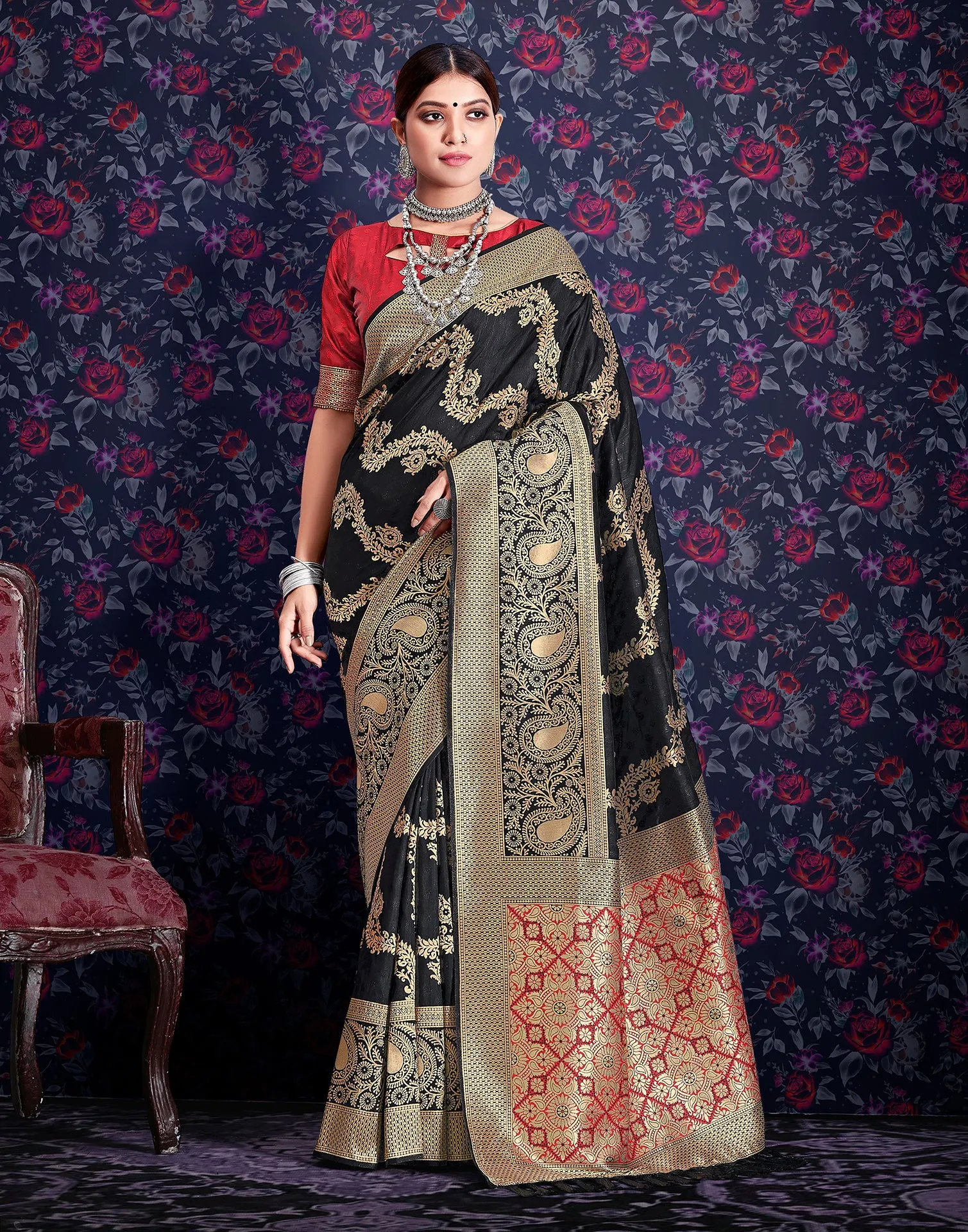 Black Banarasi Saree