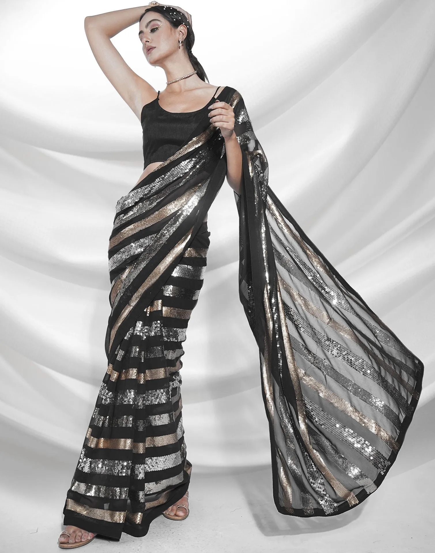 Black Sequence Saree