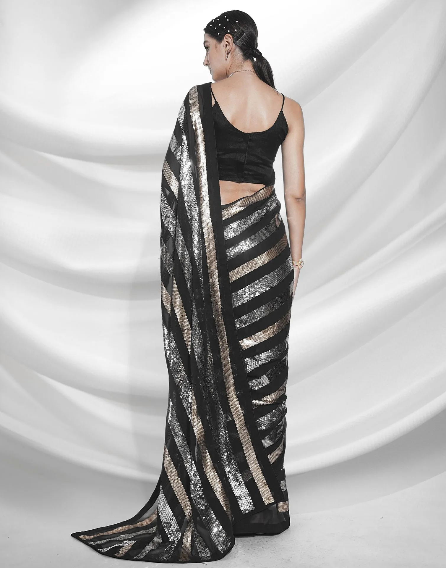 Black Sequence Saree