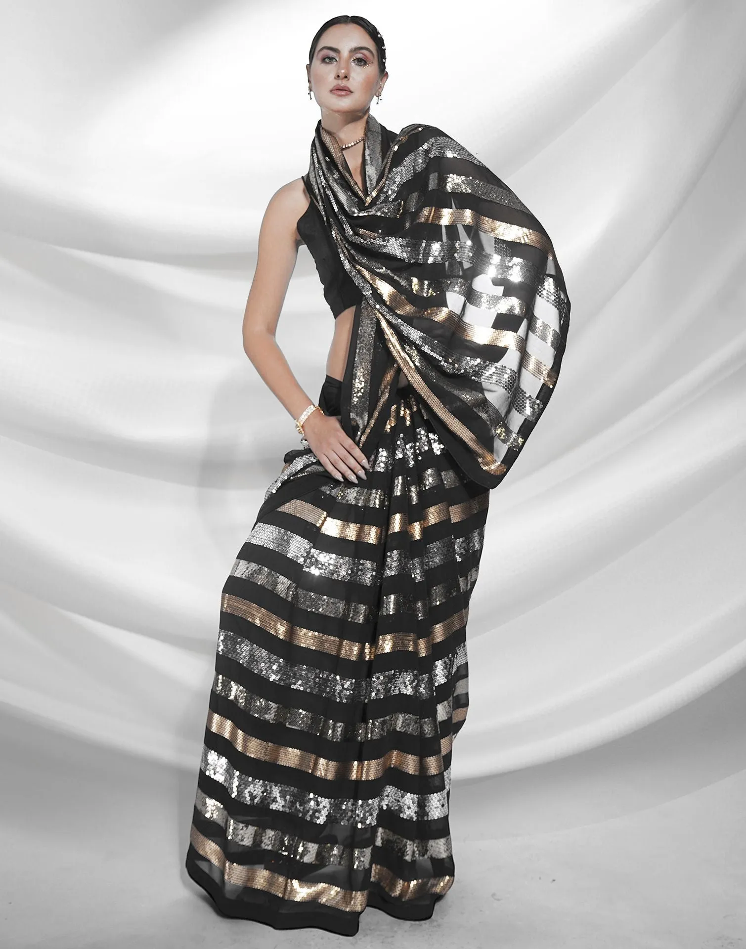 Black Sequence Saree