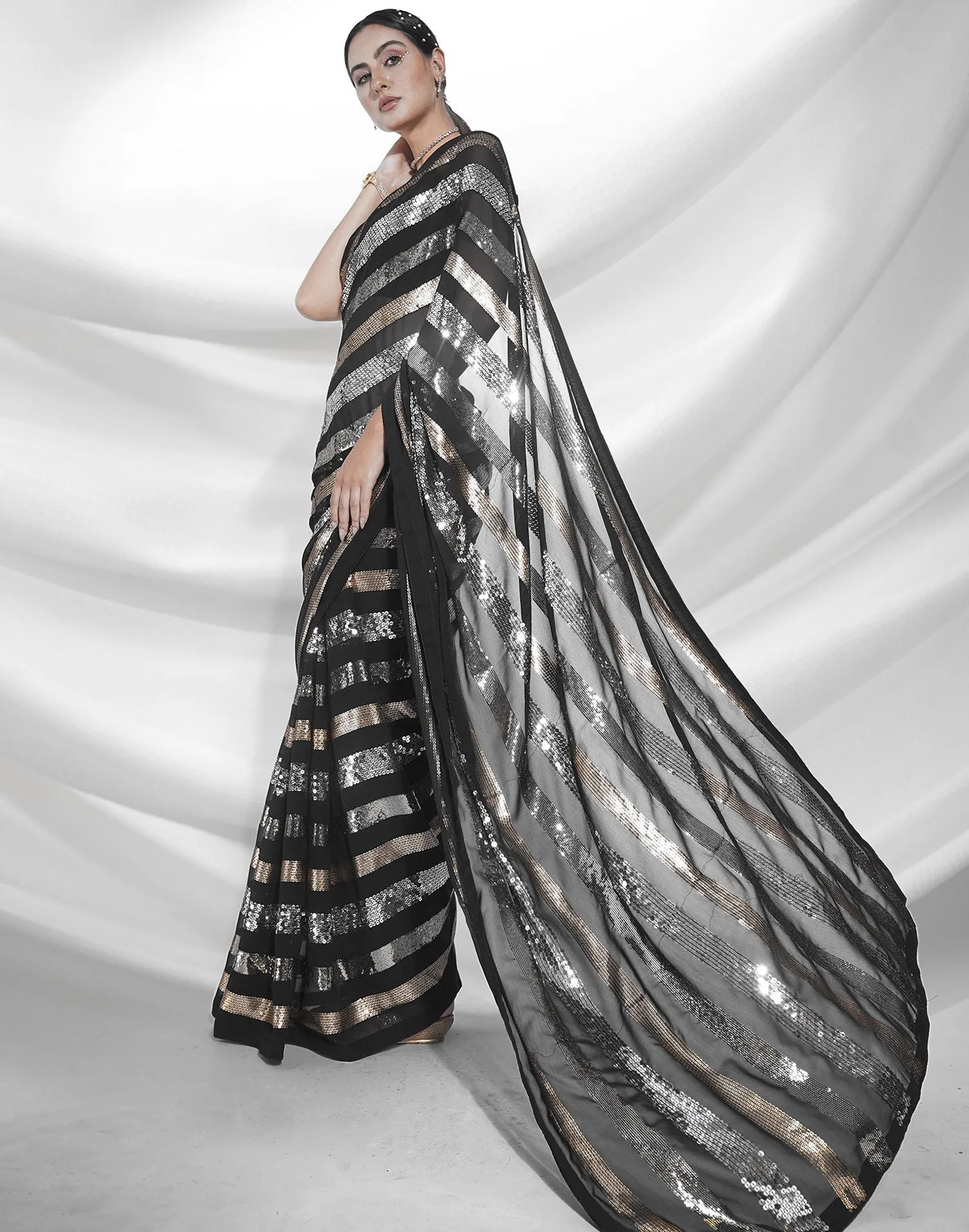 Black Sequence Saree