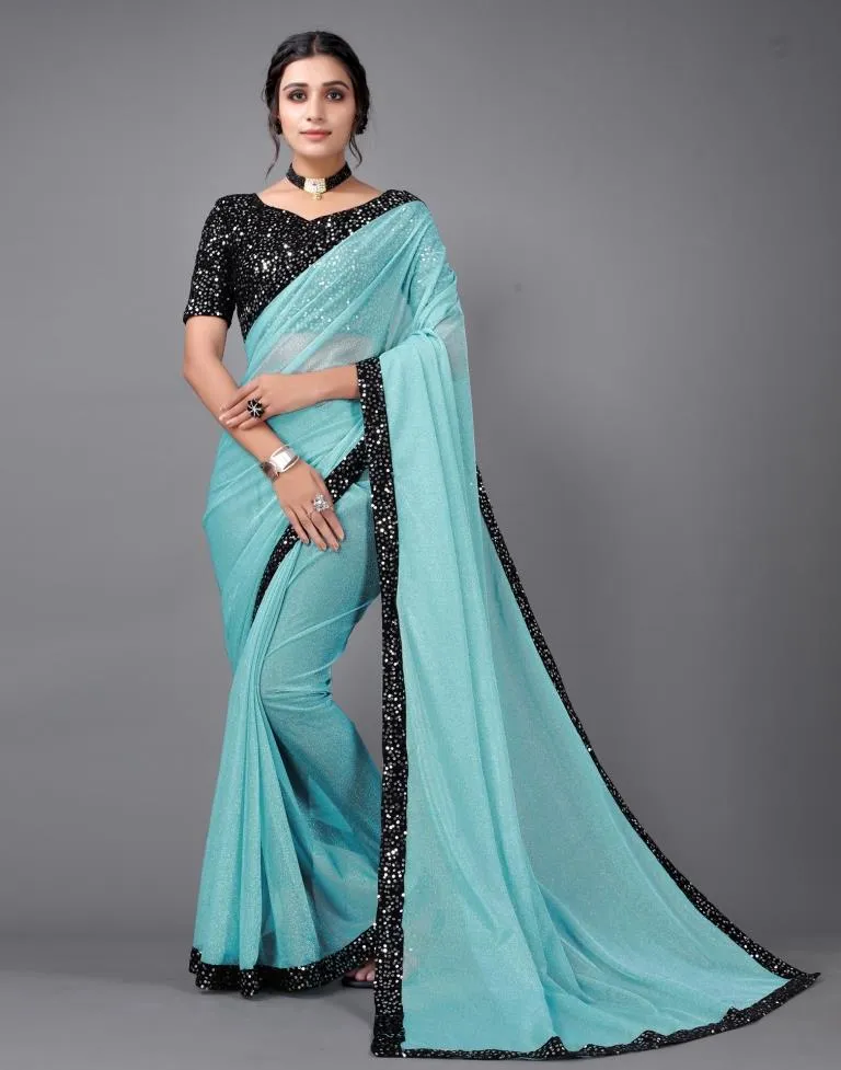 Blue Sequins Saree