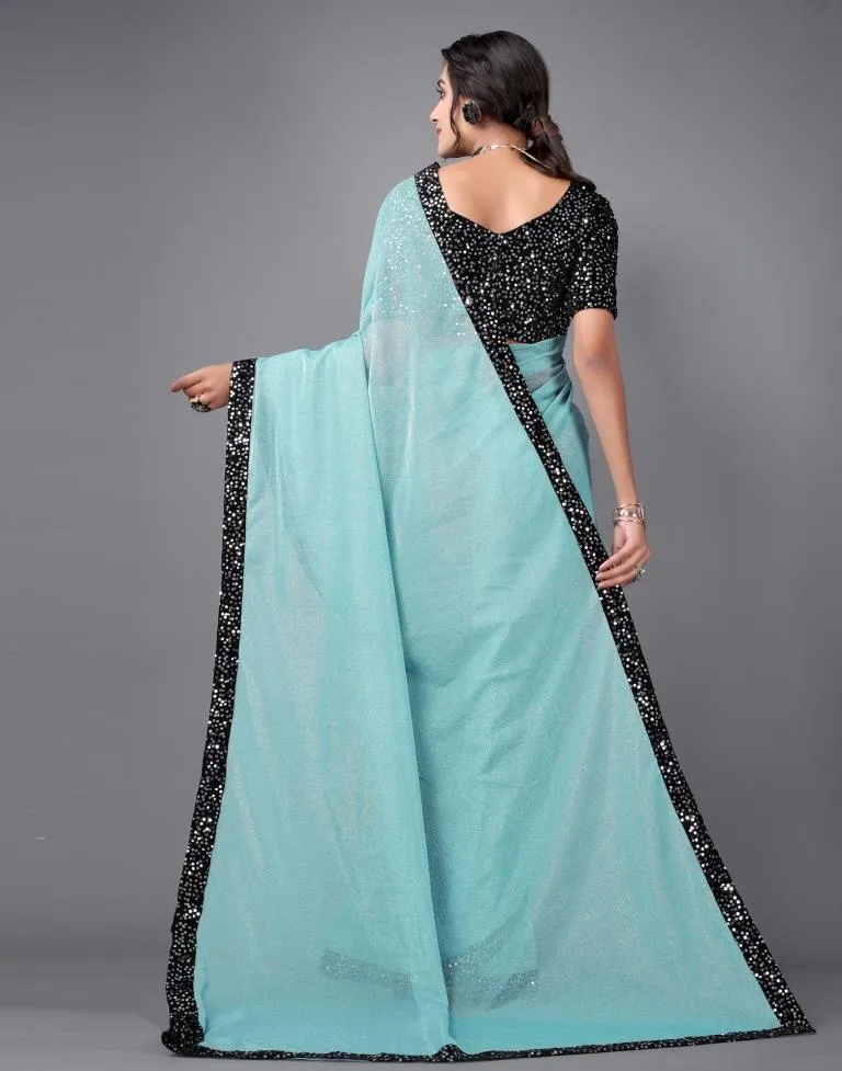 Blue Sequins Saree