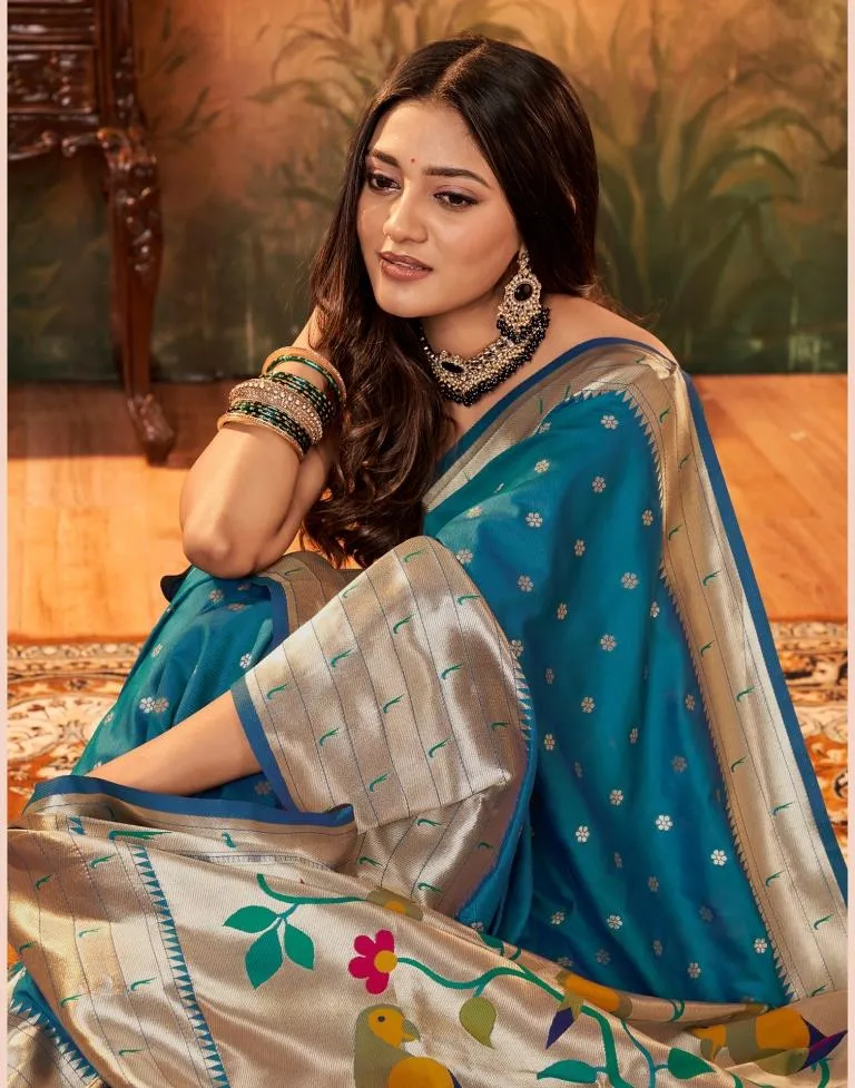 Blue Silk Woven Sarees