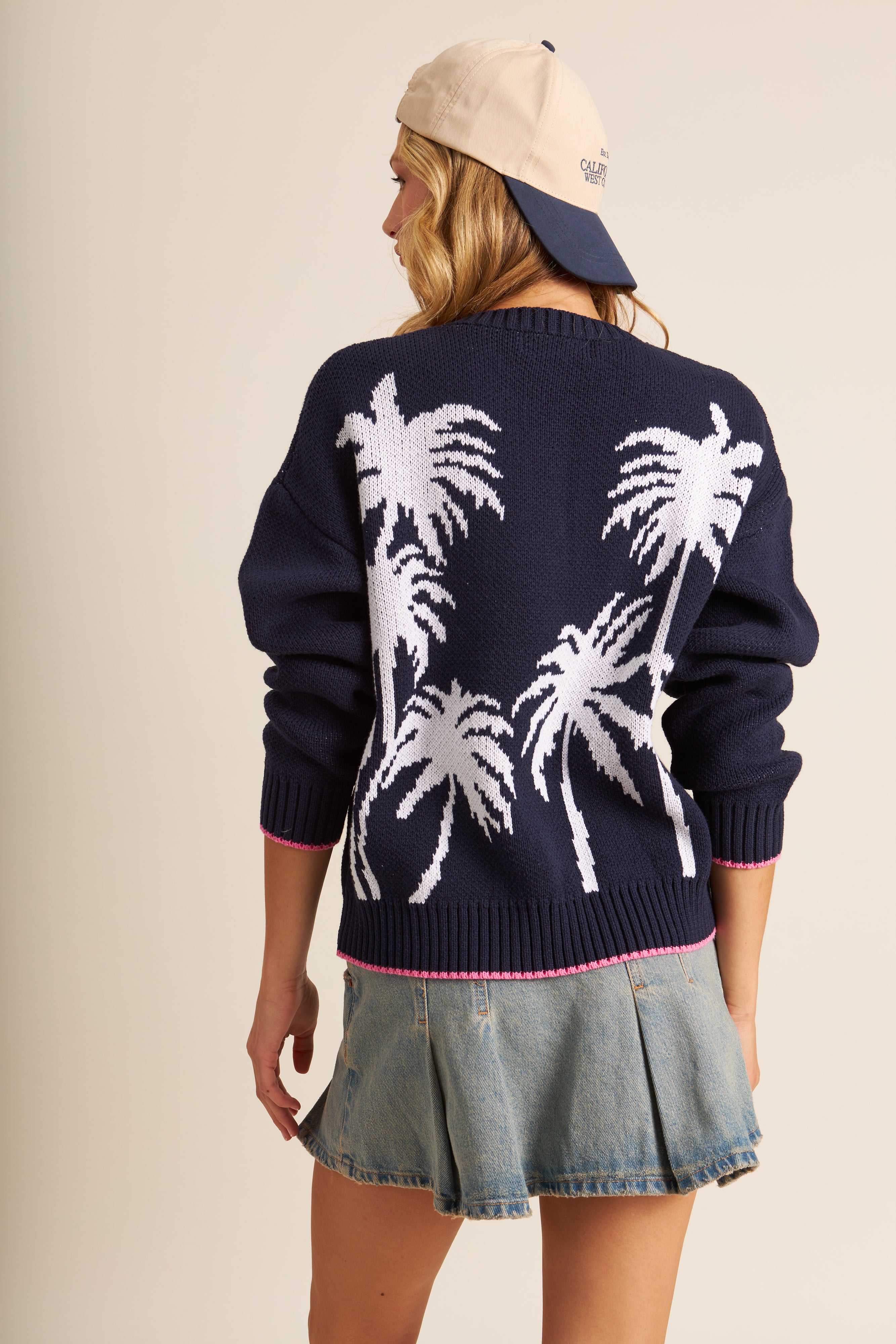 BRANDON PALM TREE EMBROIDERED PULLOVER