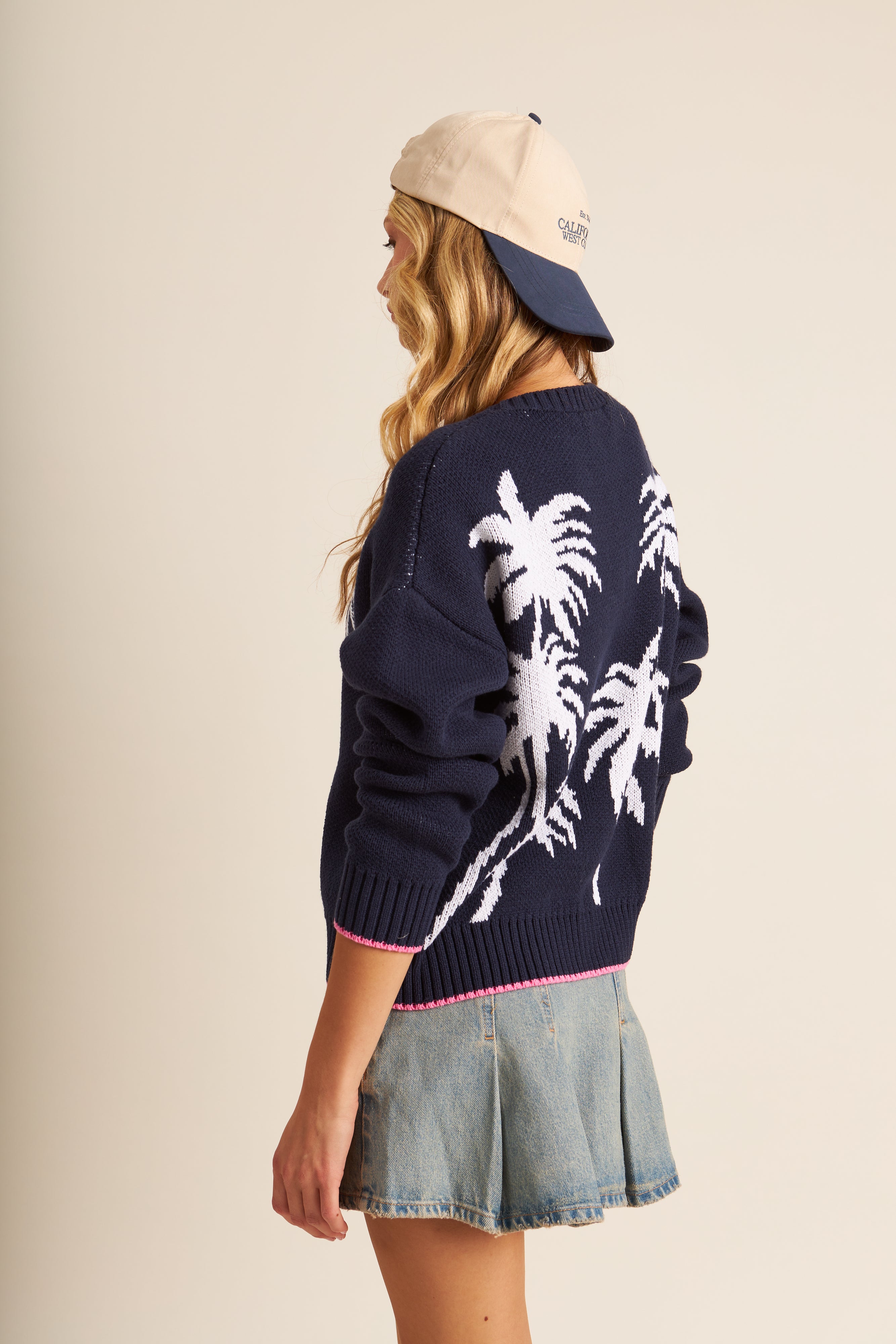 BRANDON PALM TREE EMBROIDERED PULLOVER