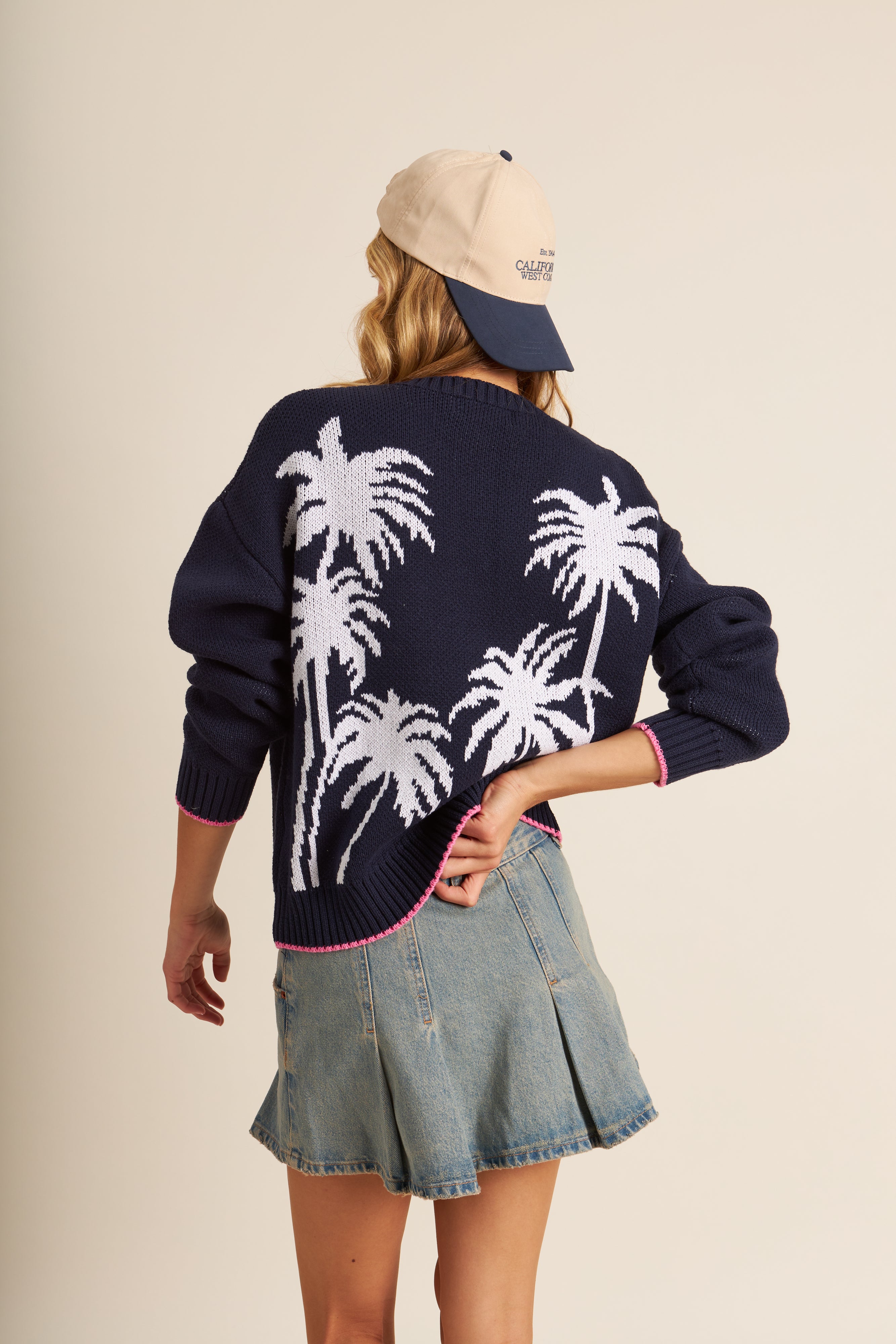 BRANDON PALM TREE EMBROIDERED PULLOVER