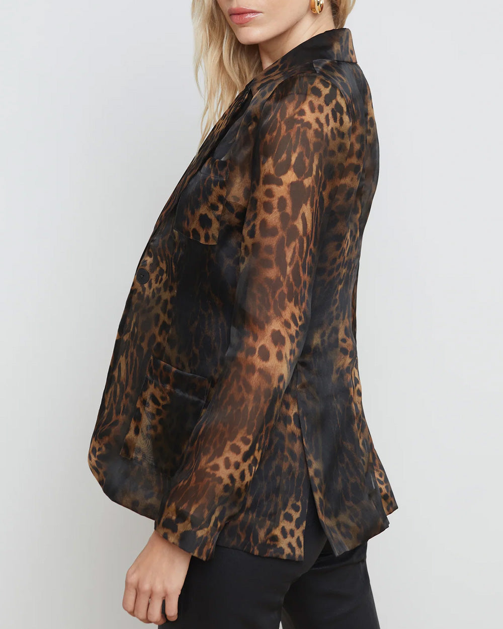 Brown Cheetah Tamara Sheer Blazer