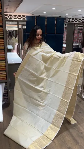 BUDGET BUY KERALA CREAM SAREE - IHA 15036