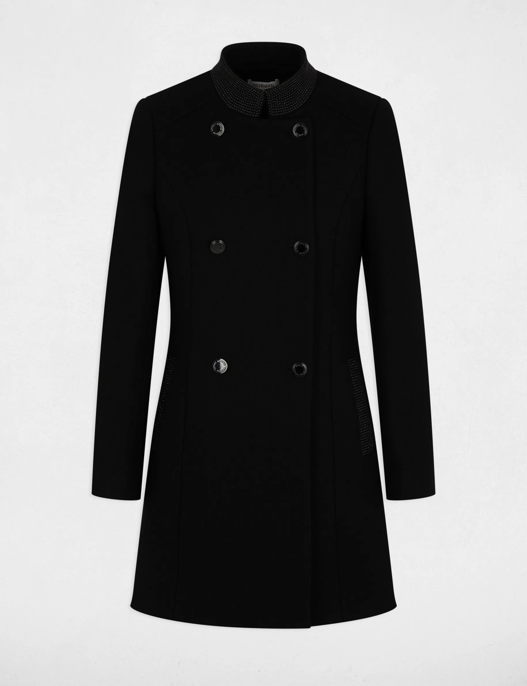 Buttoned long coat black women