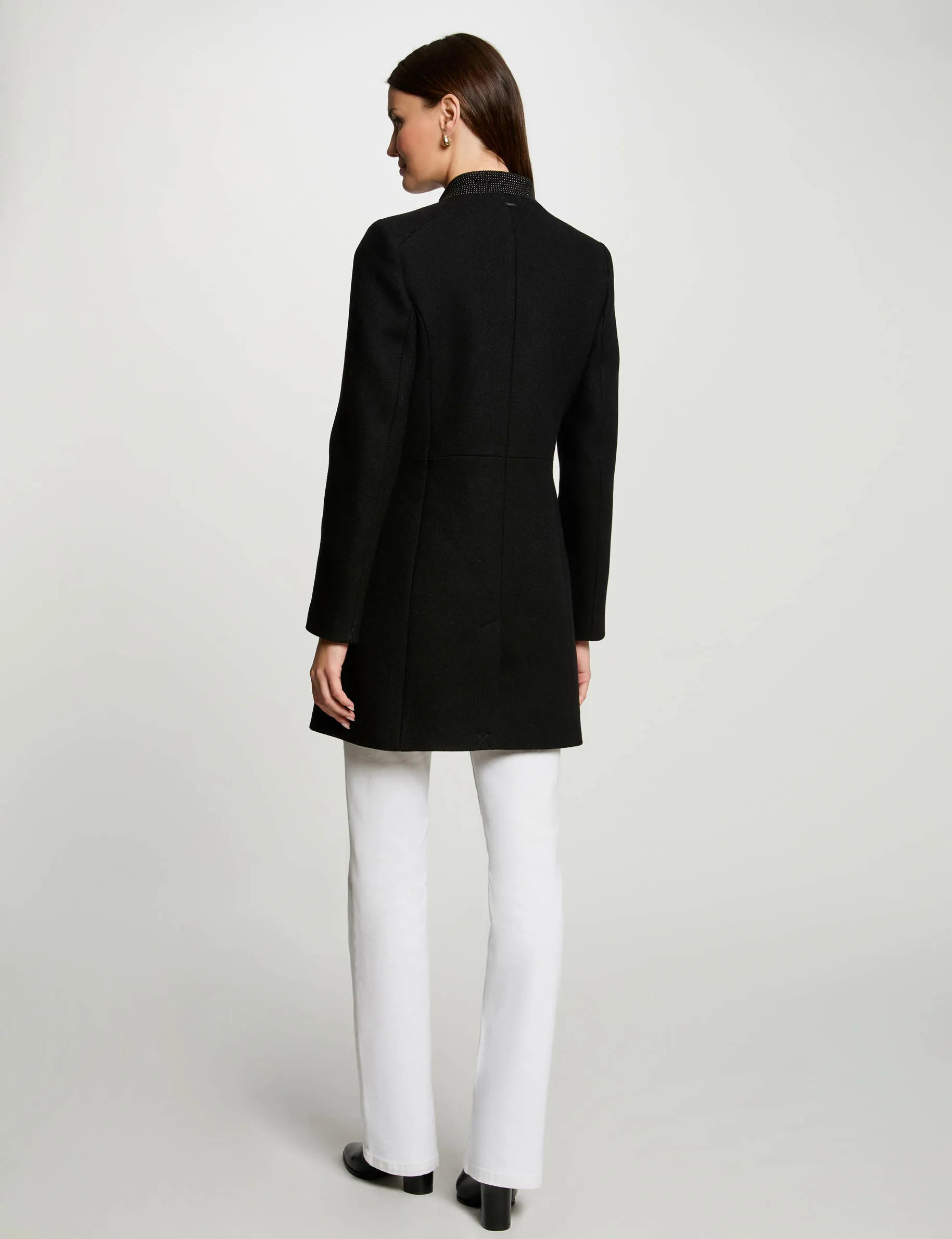 Buttoned long coat black women