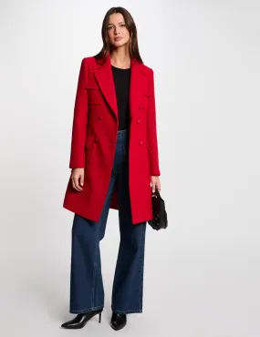 Buttoned long coat red women