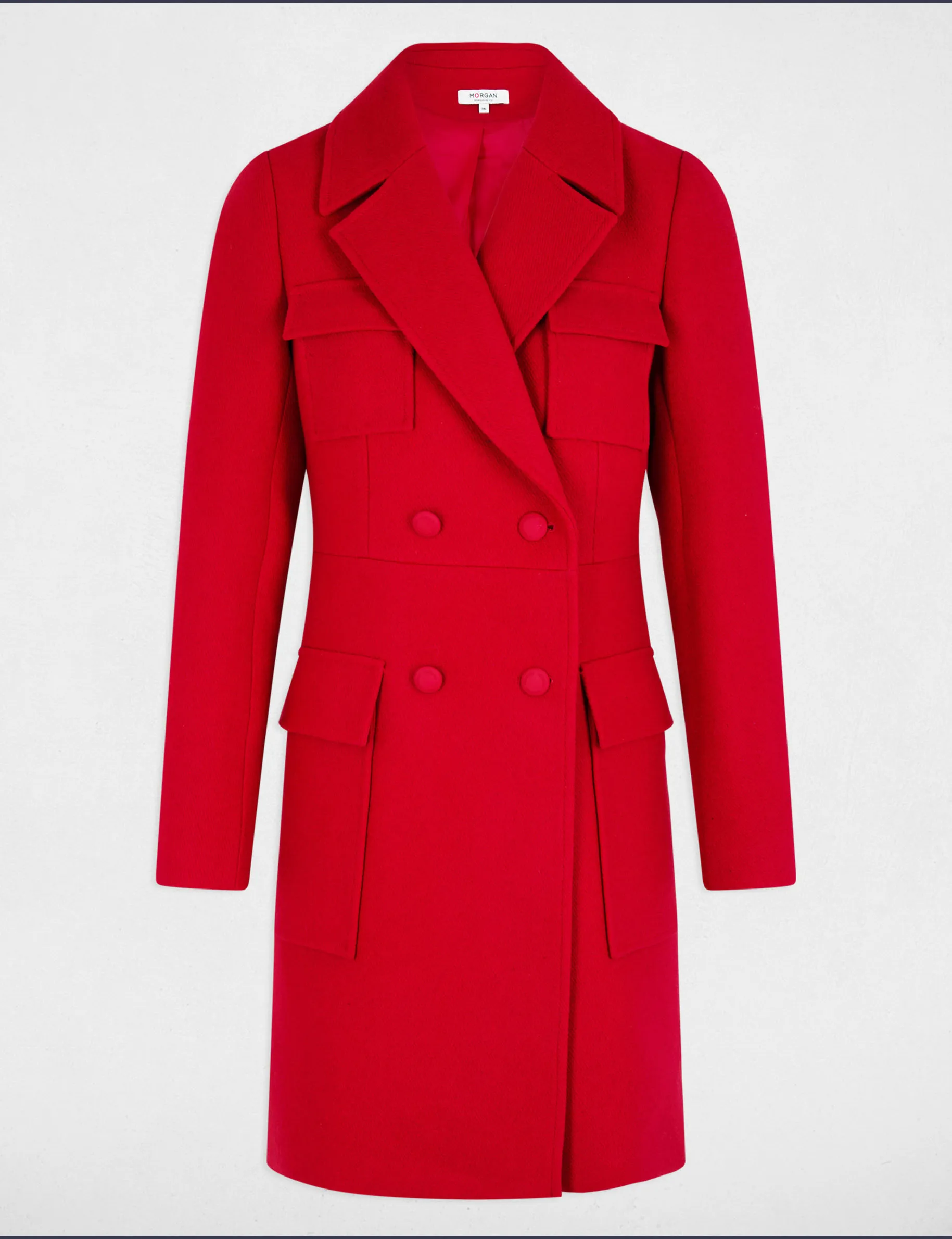 Buttoned long coat red women