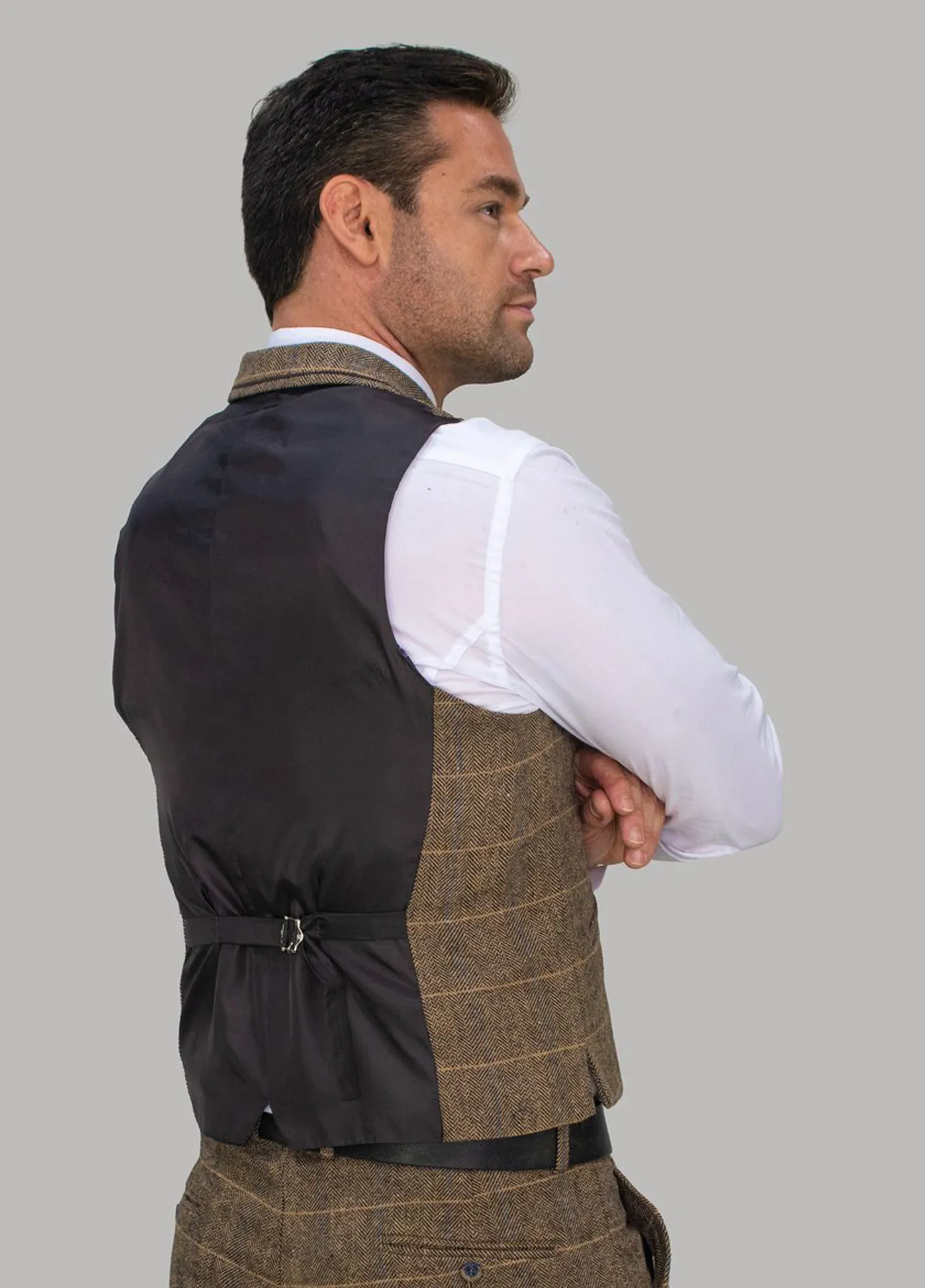 Cavani Albert Brown Check Tweed Waistcoat