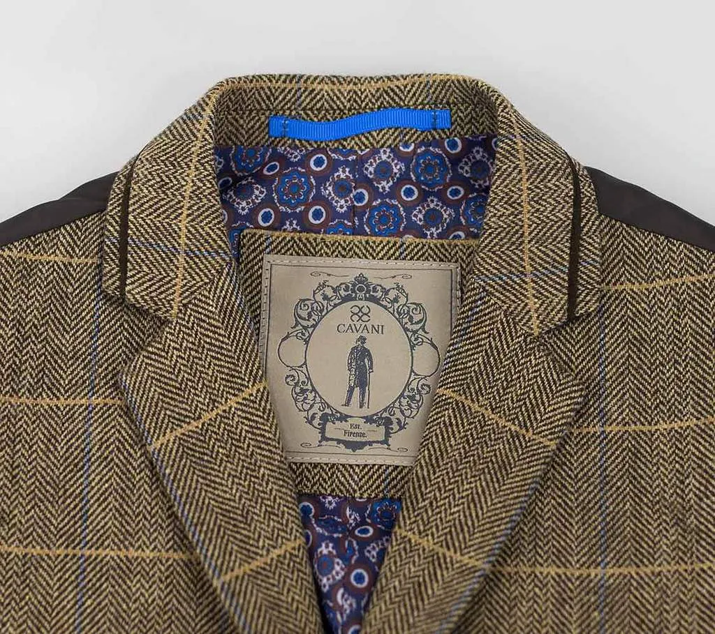 Cavani Albert Brown Check Tweed Waistcoat