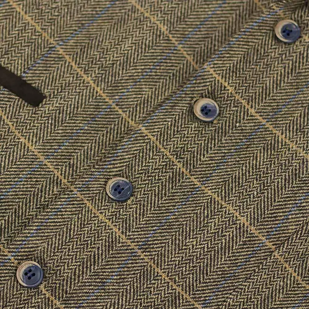 Cavani Albert Brown Check Tweed Waistcoat