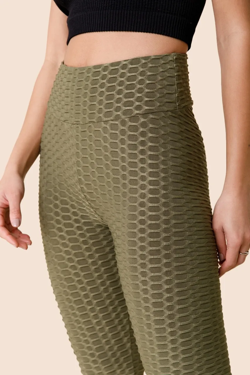 Chandler Waffle Leggings in Olive