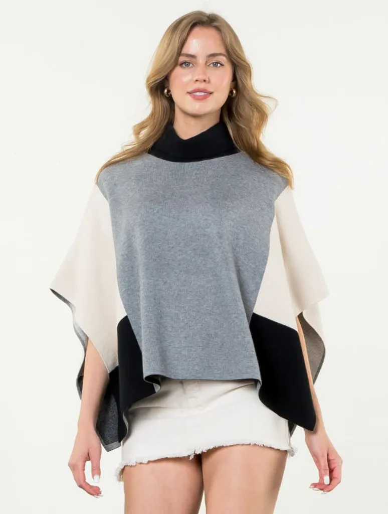 Colorblock Poncho