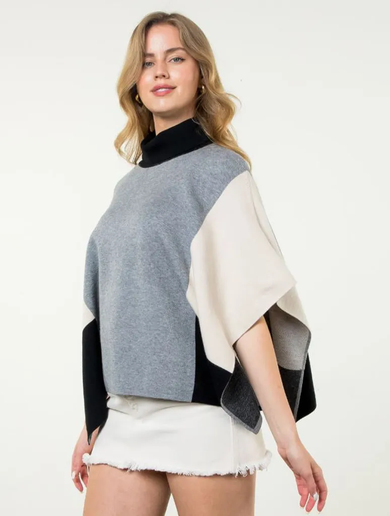 Colorblock Poncho