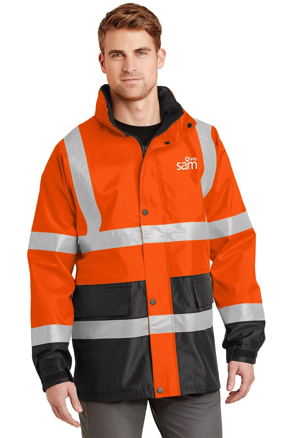 CornerStone ANSI 107 Waterproof Parka, Safety Orange/ Black [Via Transportation / Sioux Area Metro]