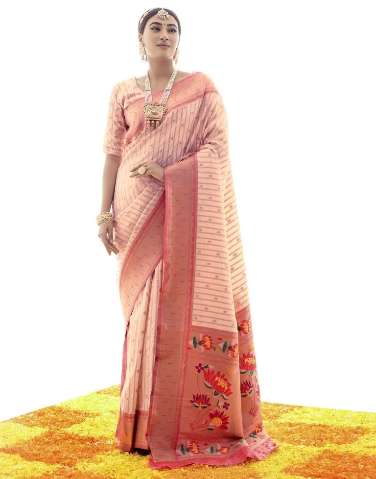 Cream Silk Plain Sarees