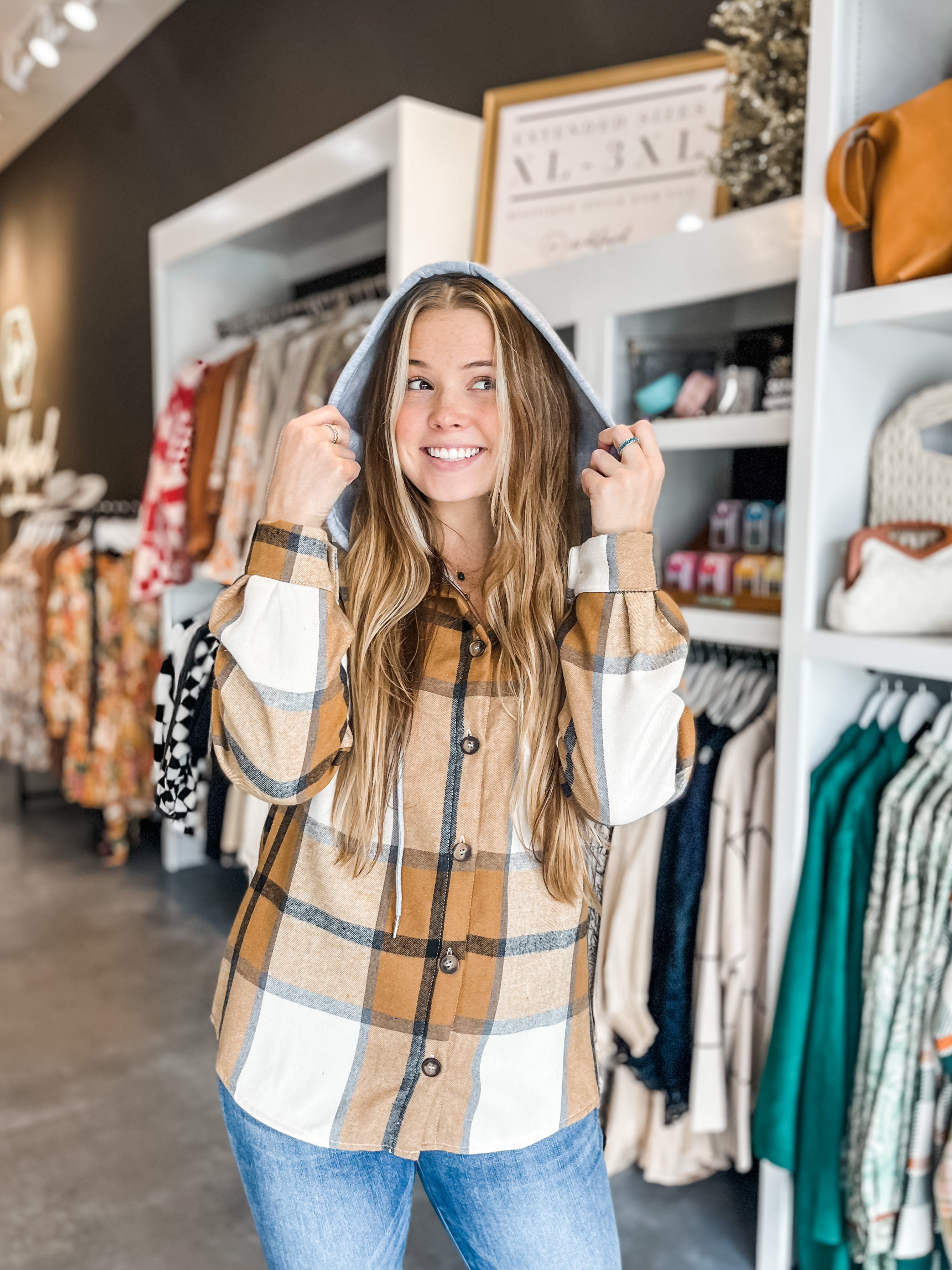 Cutie Plaid Hooded Shacket