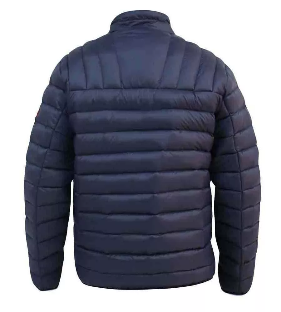 D555 Mens Navy Puffer Jacket With Sleeve Patch (LIMEHOUSE 1)