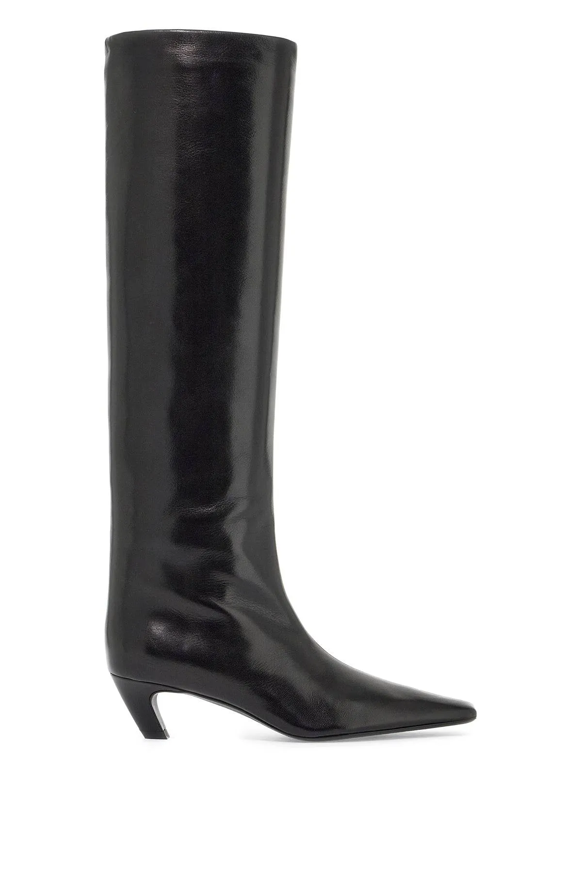 DAVIS KNEE-HIGH SHINY LEATHER BOOTS