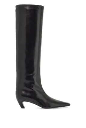 DAVIS KNEE-HIGH SHINY LEATHER BOOTS