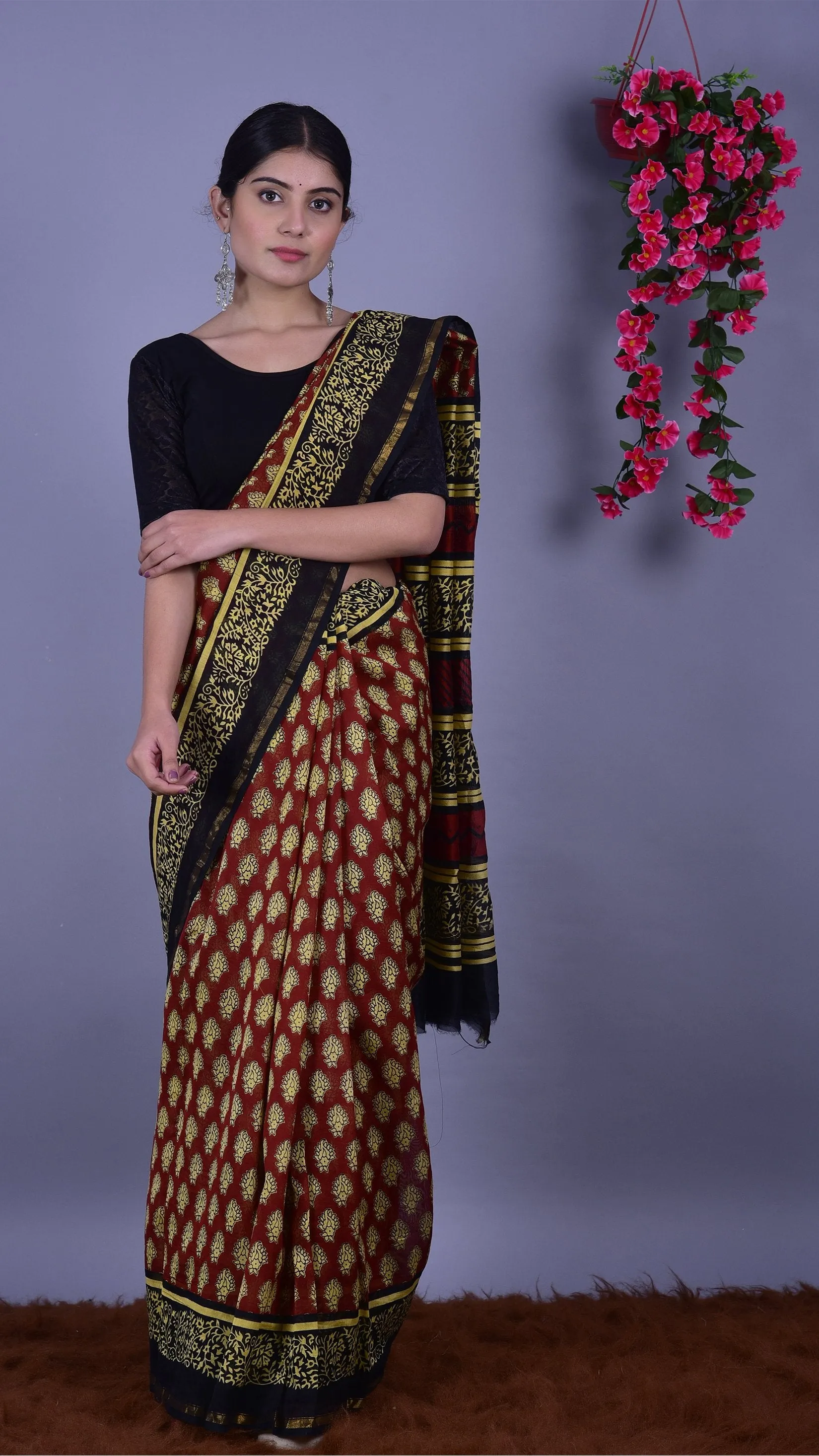 Designer Handblock Print Chanderi Saree (CHSAR11)