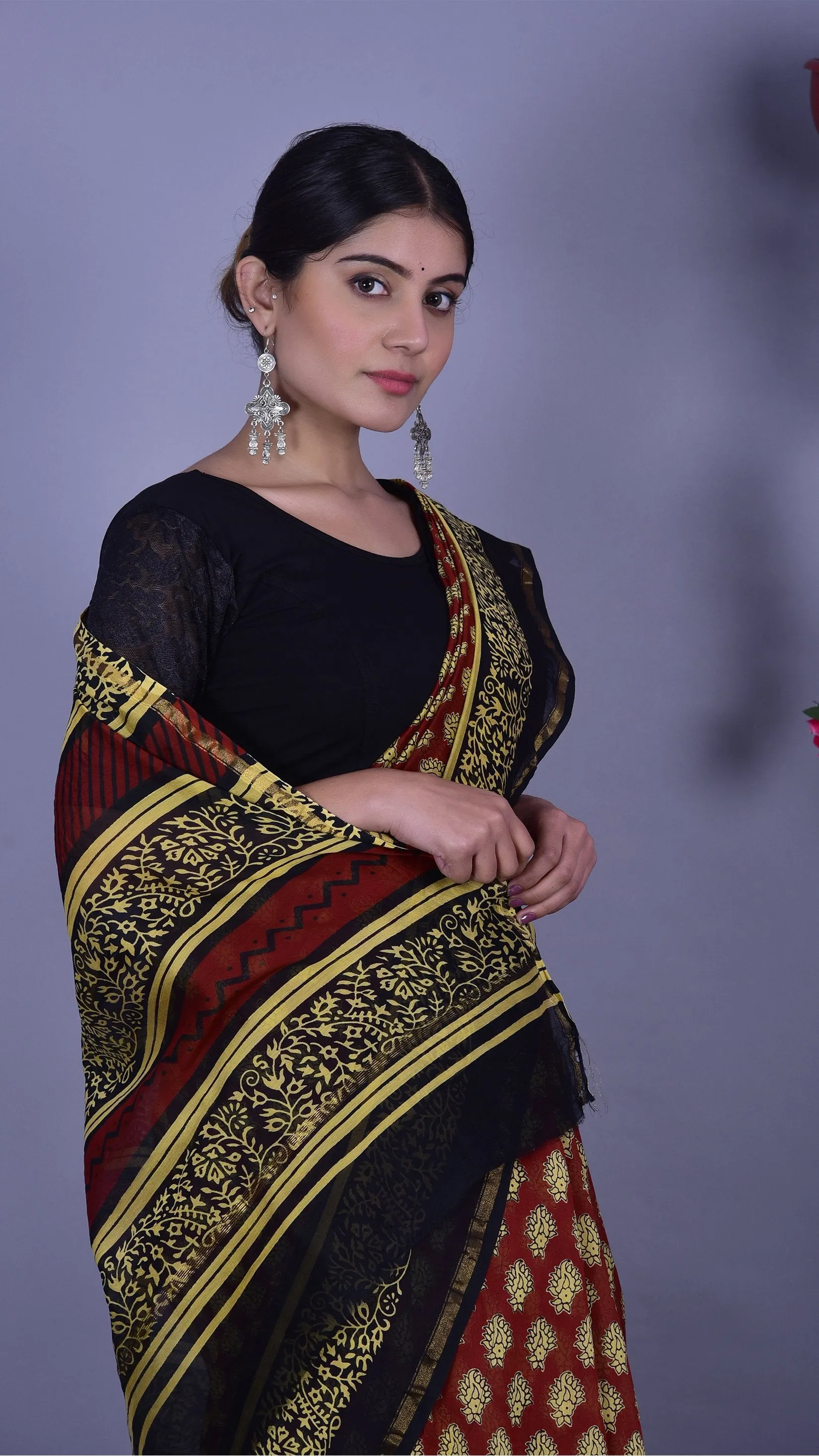 Designer Handblock Print Chanderi Saree (CHSAR11)