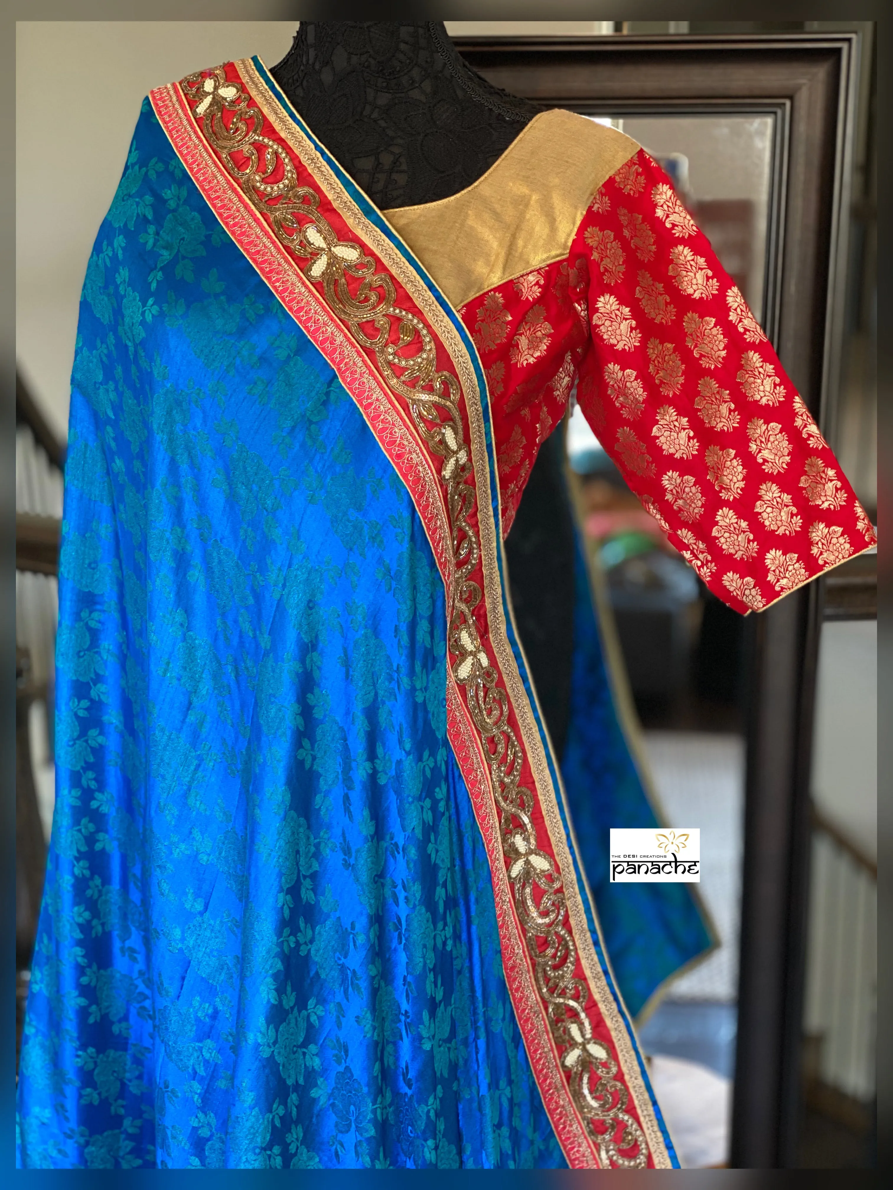 Designer Saree - Soft Silk Benarasi Blue Tanchoi