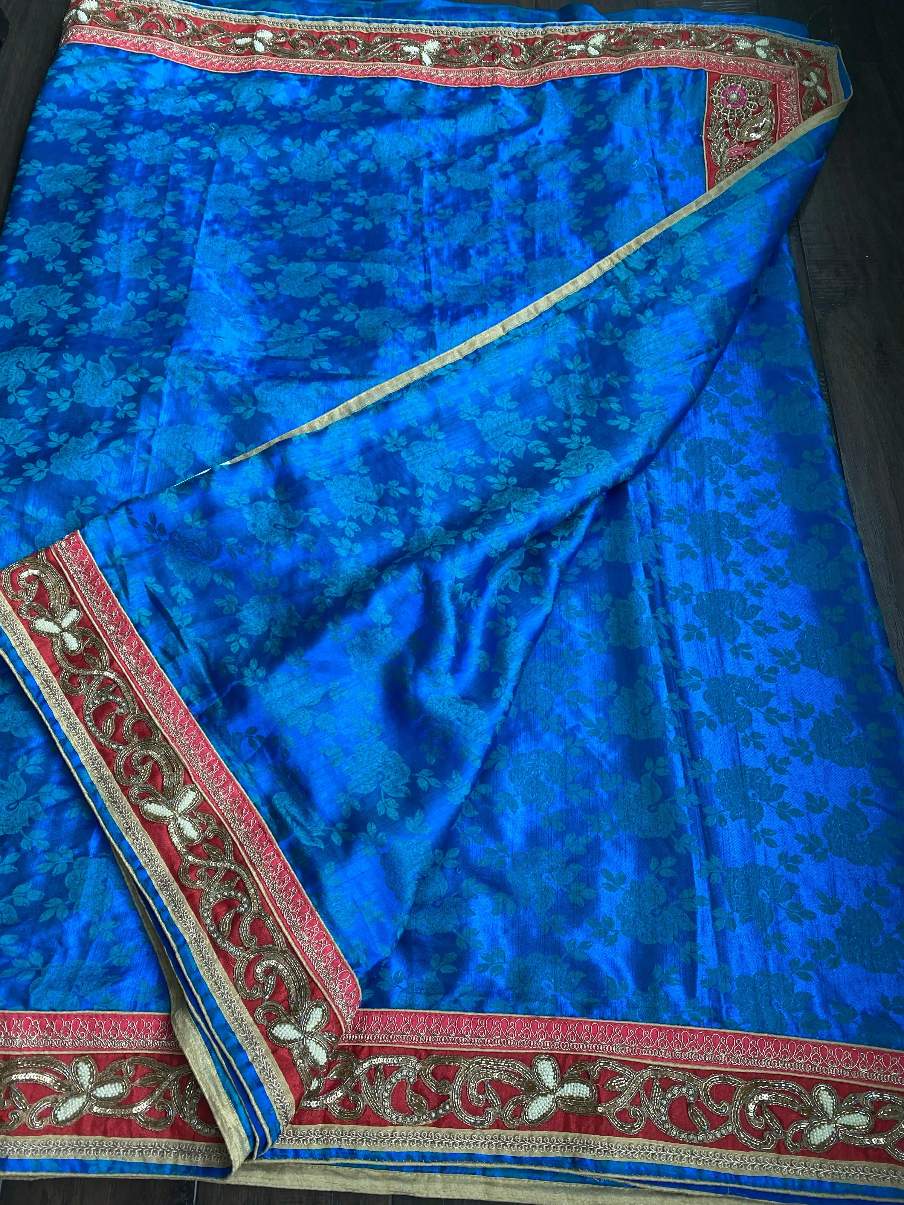 Designer Saree - Soft Silk Benarasi Blue Tanchoi