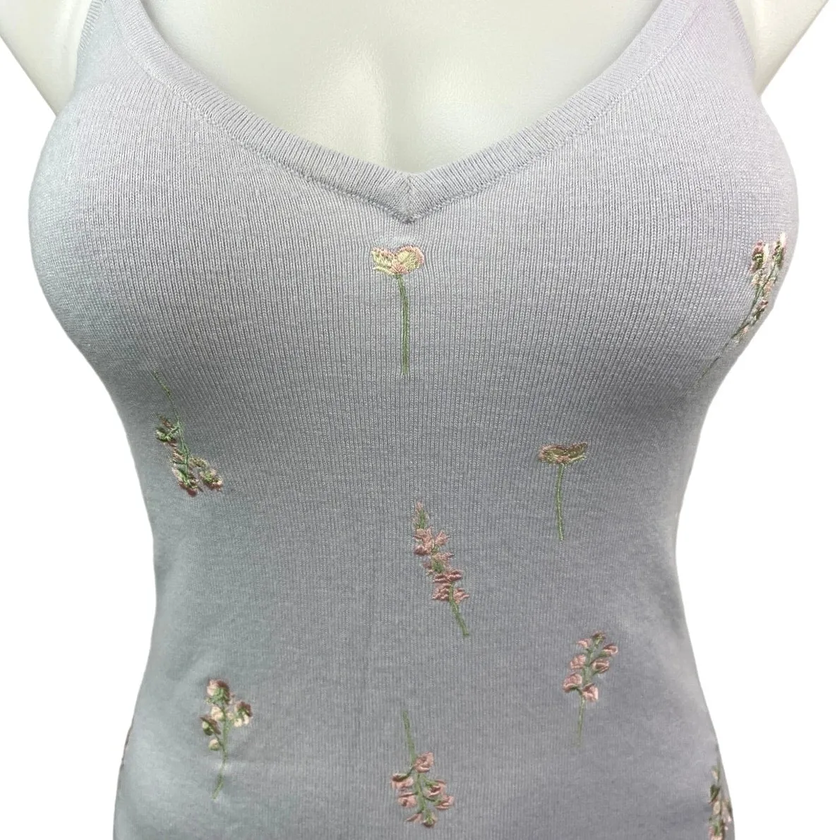 Diane von Furstenberg Sweater Camisole Floral Embroidered Tank Bodysuit Top XS