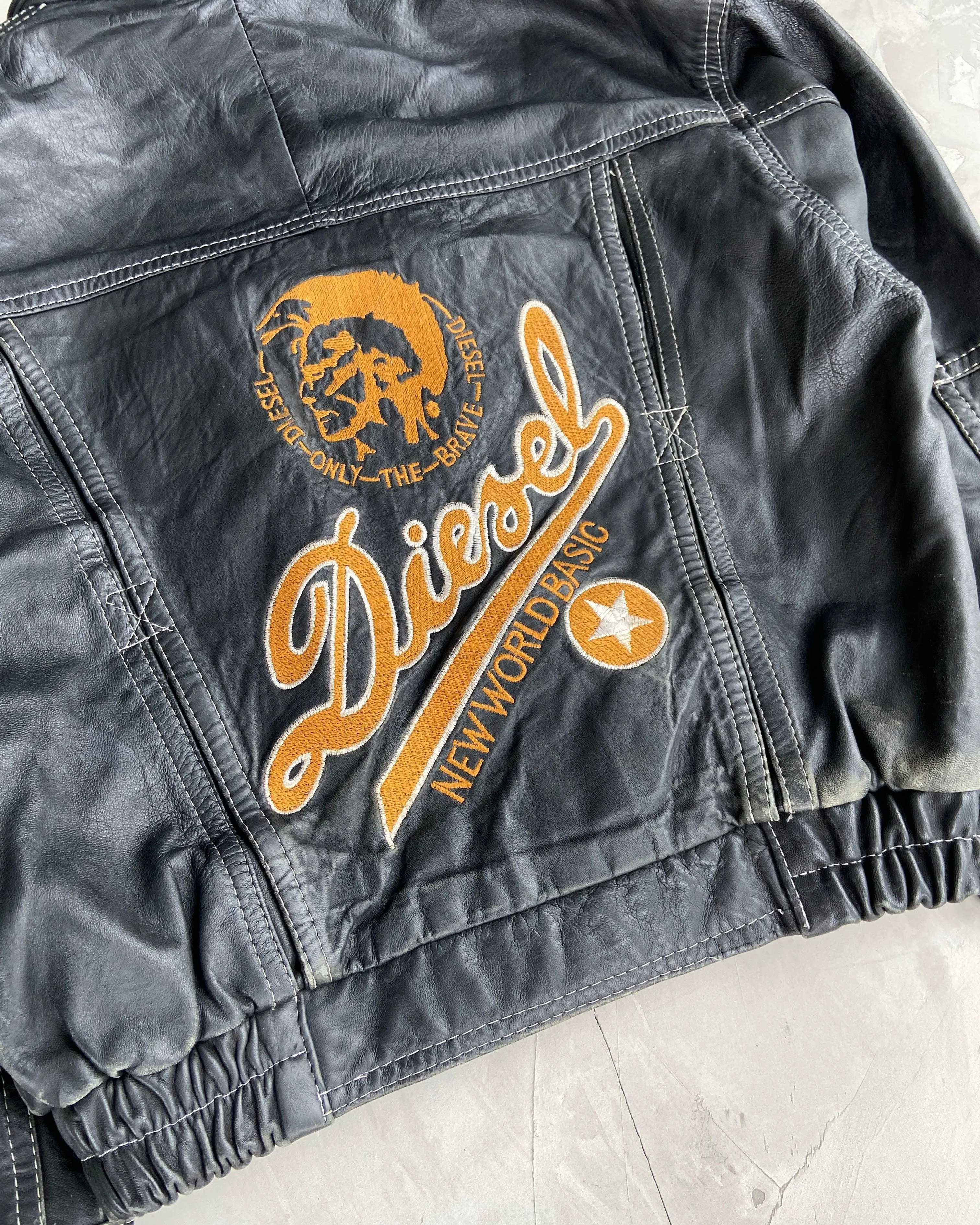 DIESEL 90'S BLACK LEATHER JACKET - M