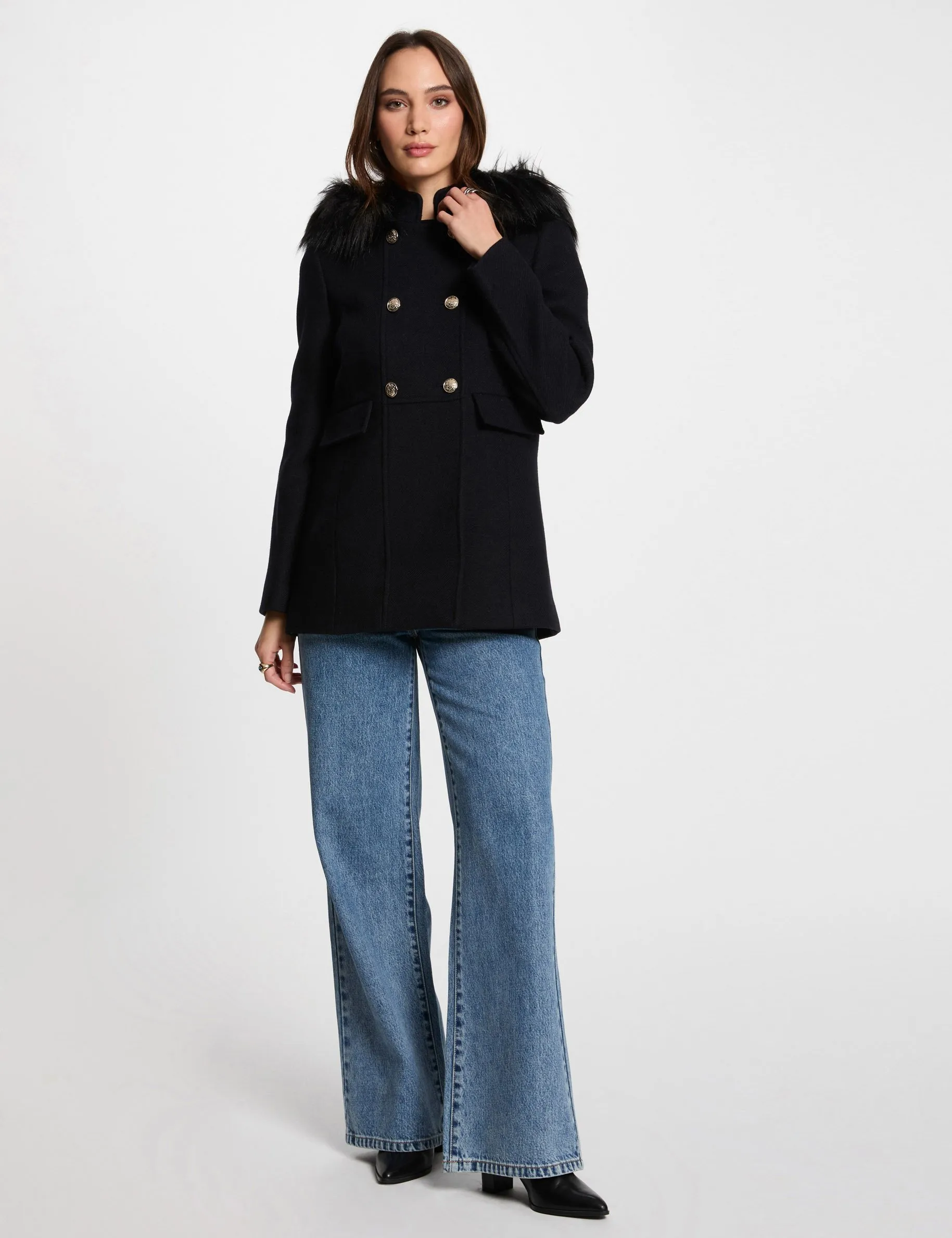 Double breasted coat navy women